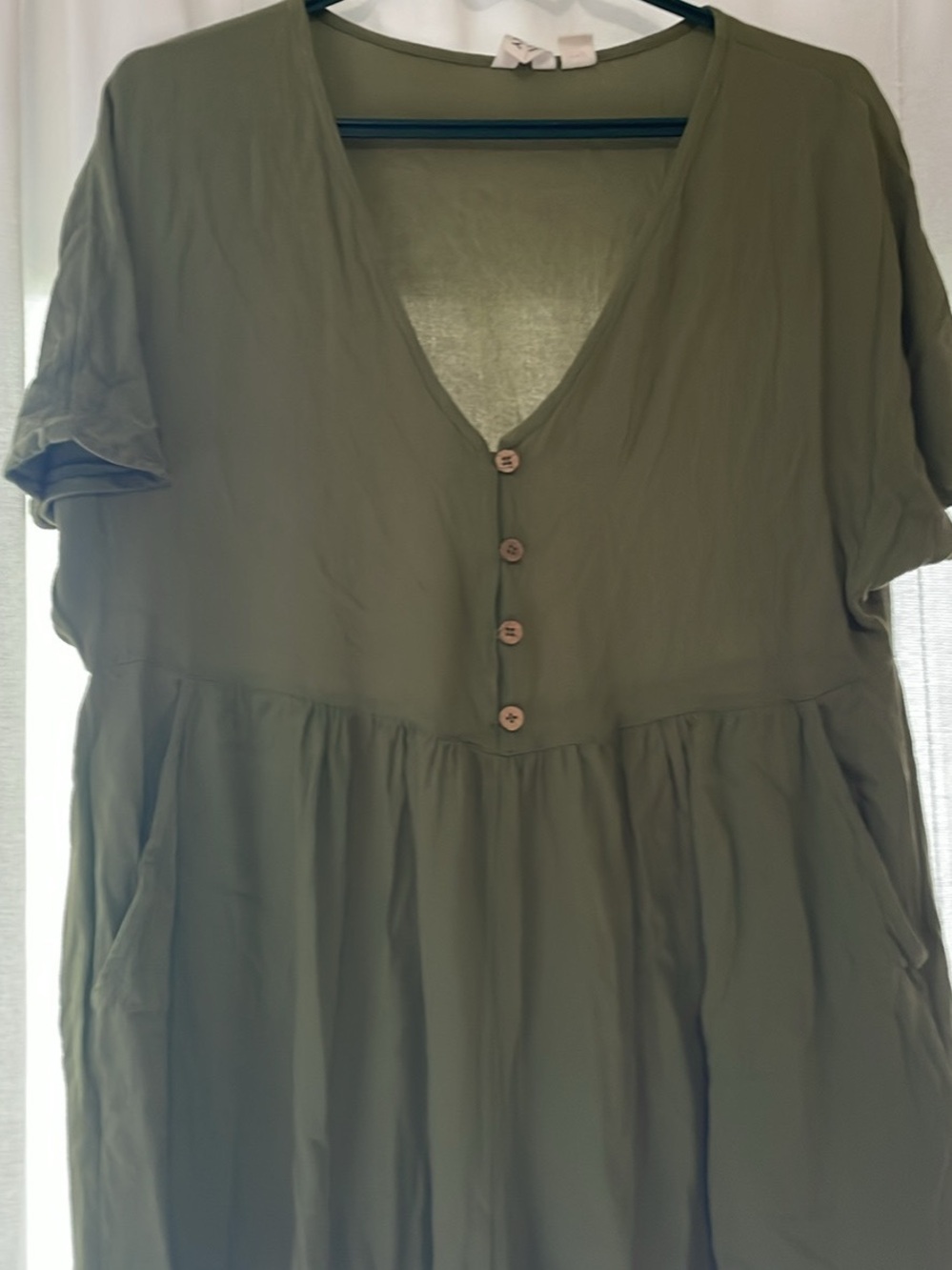 Roxy Olive V-Neck Button-Front Tunic